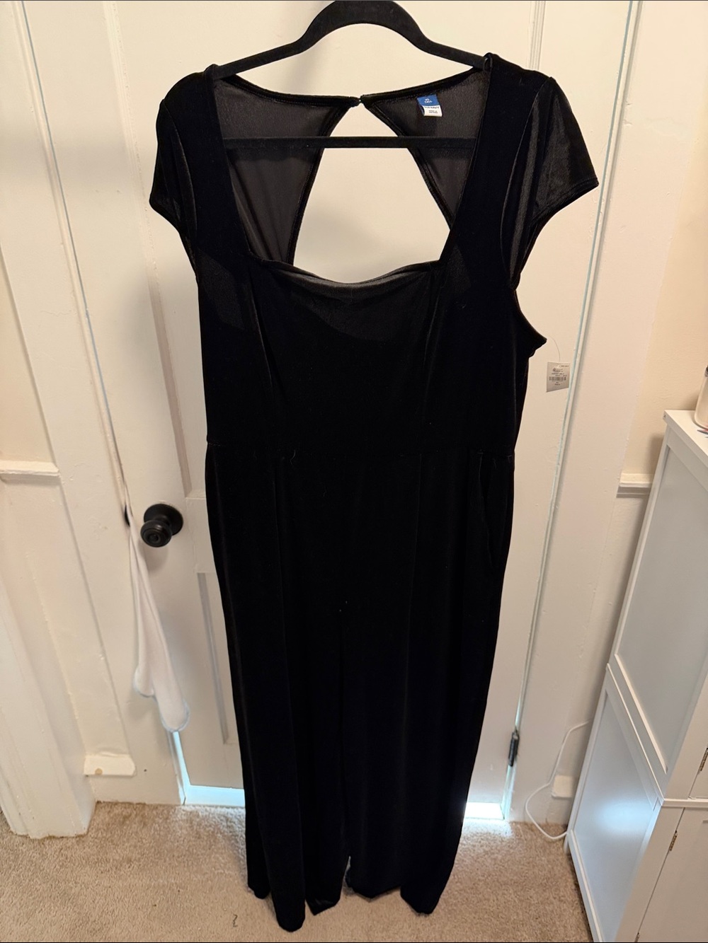 Old Navy Black Velvet Jumpsuit with Cutout Back